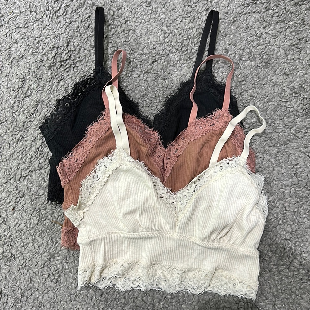 3 pack Aerie Lace Bralettes - size S